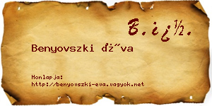Benyovszki Éva névjegykártya